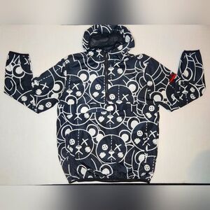REASON "Punk Teddy" Anorak Jacket In Black And White (LARGE)